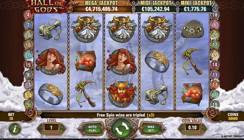 Hall of Gods slot spelplan casino