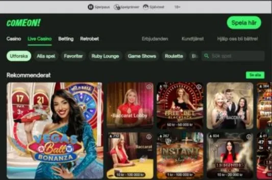 ComeOn Casino » Hämta 300% upp till 750 kr + 20 Free Spins