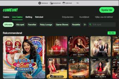 comeon live casino spel