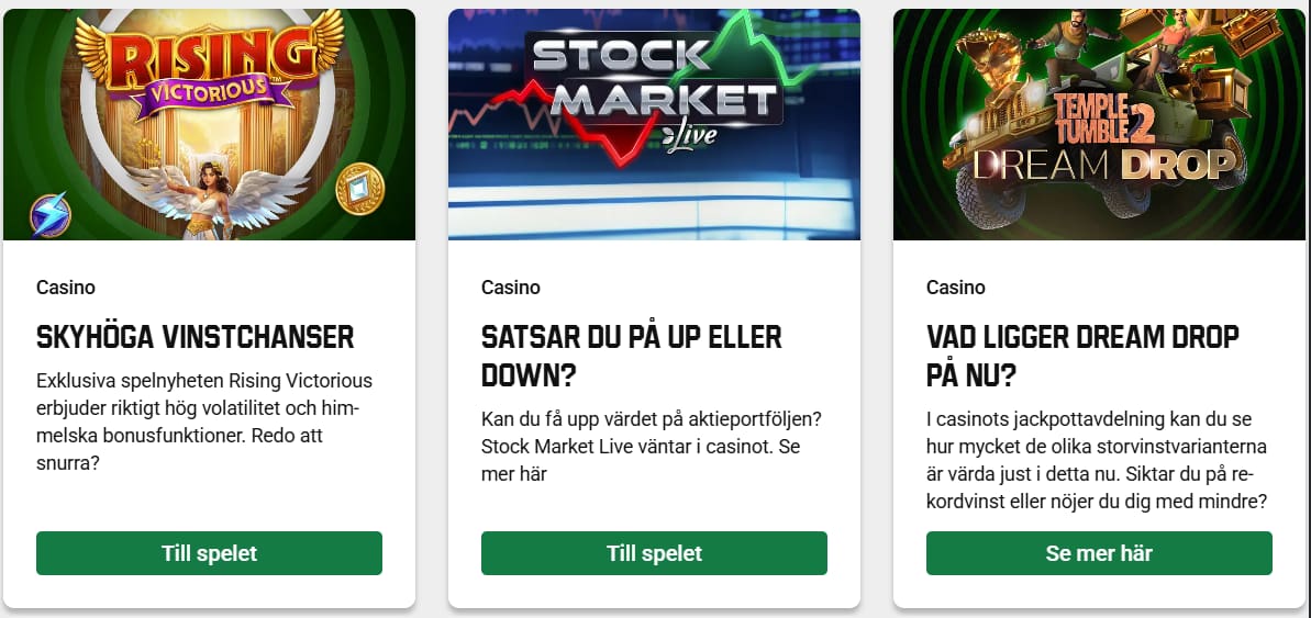 Unibet casino spel info
