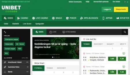 Unibet odds & livebetting