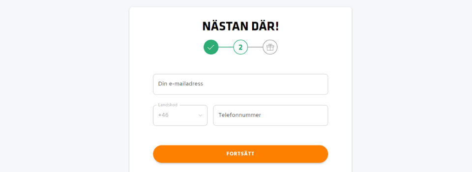 Expekt Casino fyll i e-post och telefonnummer vid registrering