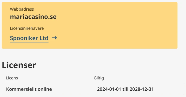 maria casino online spellicens