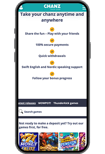 Chanz Casino på mobilen