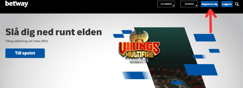 Betway Casino registrera dig knapp