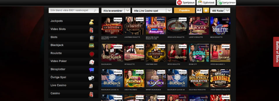 Videoslots live casinospel