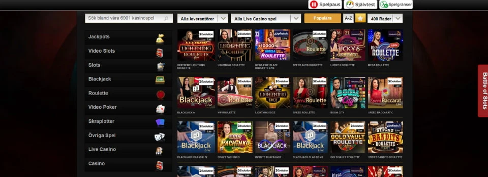 Videoslots live casinospel