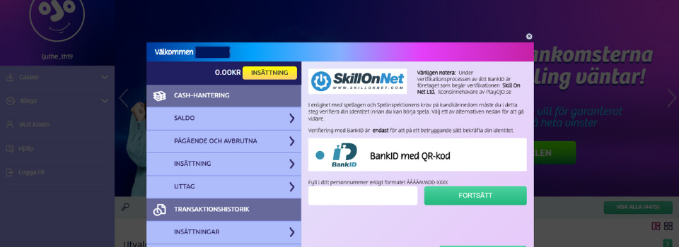 BankID verifiering hos PlayOJO Casino