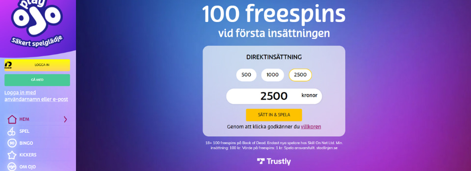 PlayOJO Casino hemsida