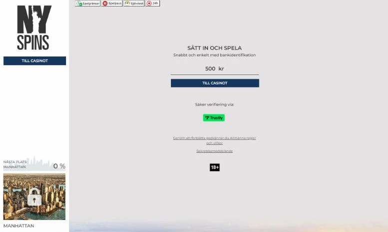 insättning och registreringhos NYspins Casino Sverige