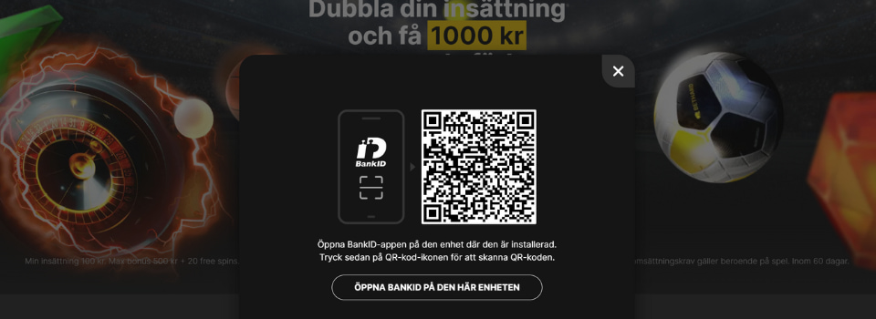 Swish QR-kod hos Bethard Casino