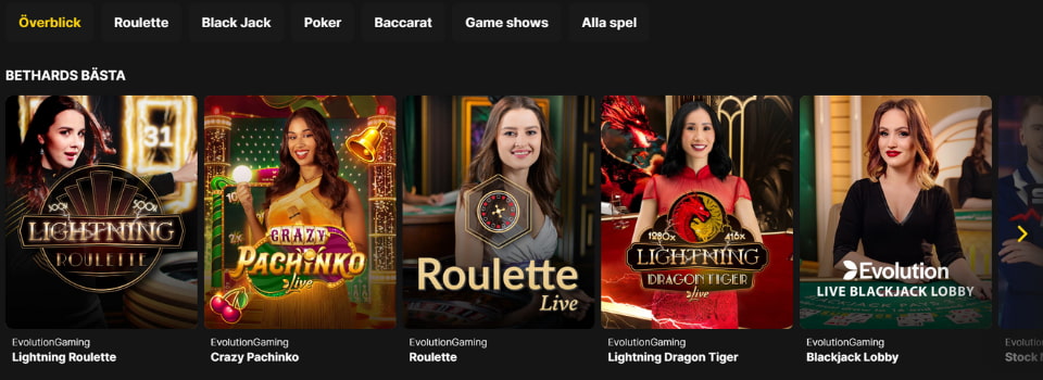 Live casinospel hos Bethard Casino