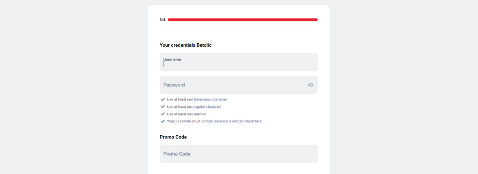 Betclic Casino användarnamn och lösenord
