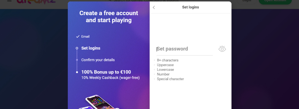 Dreamz Casino ange lösenord