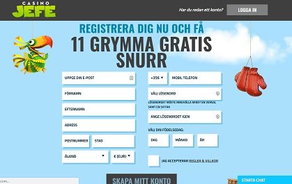 registrering hos casino jefe