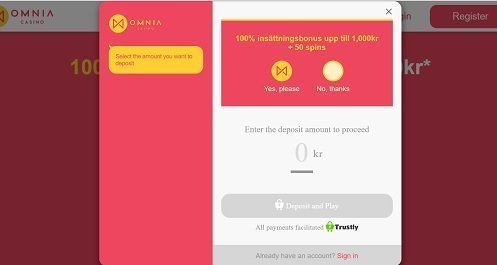 Omnia casino insättning