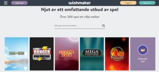 Spelutbud WIshmaker Casino