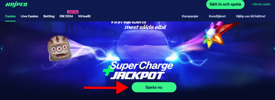 Hajper Casino startsida