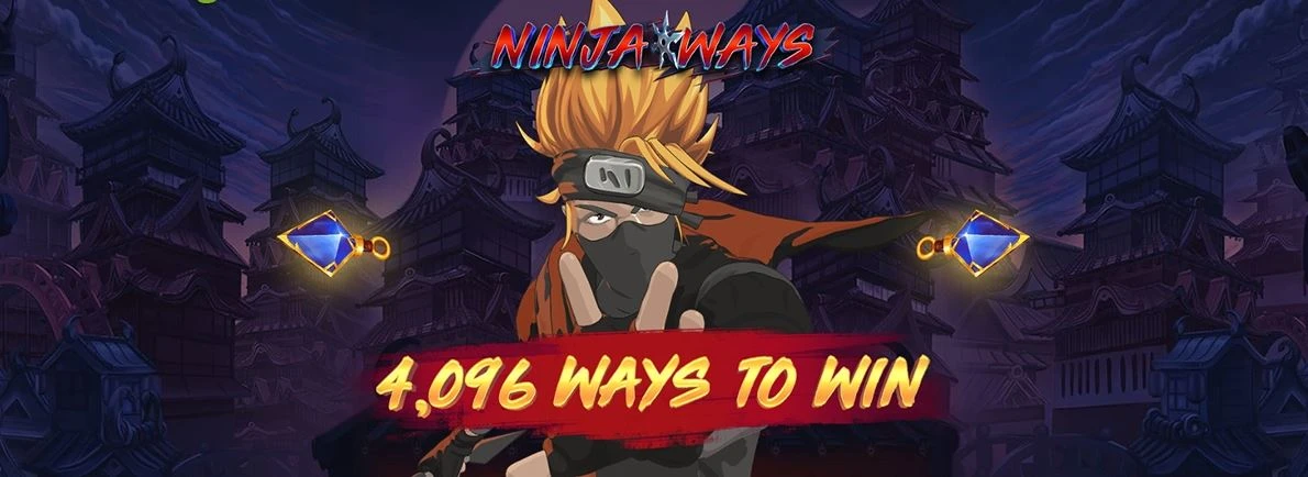 Ninja Ways spelkaraktär och texten "4096 ways to win".