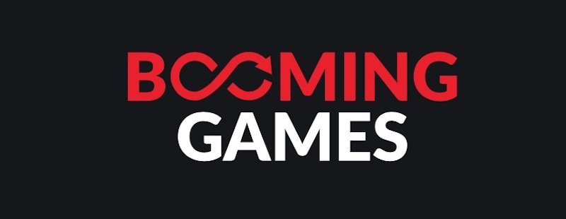 Booming Games logga mot svart bakgrund
