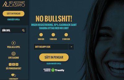 No Account Casino registrering