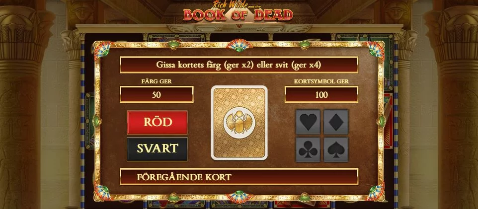 Gamble funktion på Book of Dead