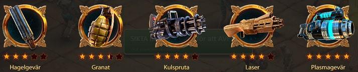 Vapen från Max Quest. 