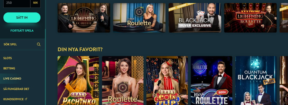 Livespel hos No Account Casino