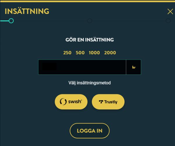 login no account casino och insättning