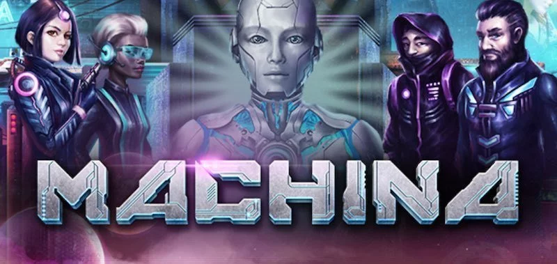 Machina logotyp och spelkaraktärer.