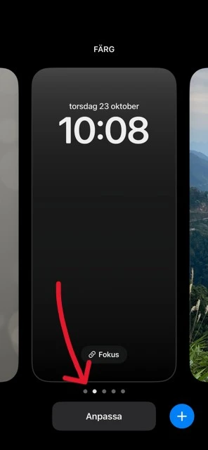 iPhone visar knappen Anpassa markerad på låsskärm