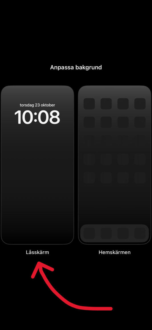 Låsskärm-alternativ visas på iPhone