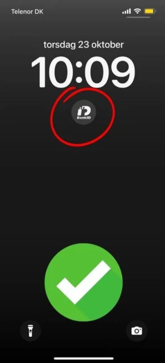 Bank ID widget klar på låskärm för snabb casinoinloggning