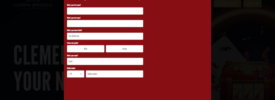 Clemens Spillehal registreringsformulär
