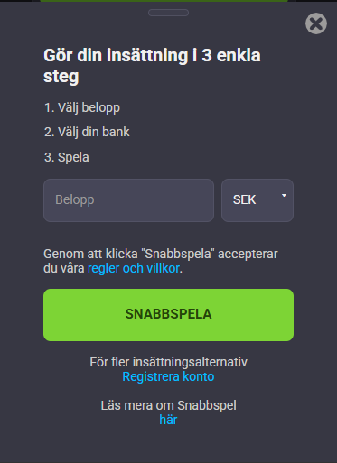 Coolbet insättningssida