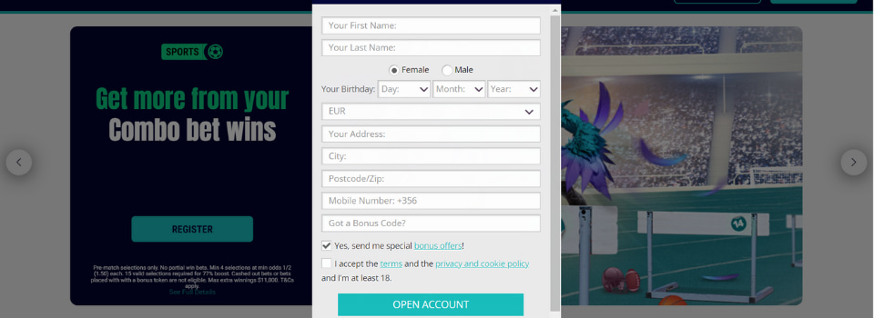 Karamba Casino uppgifter vid registrering