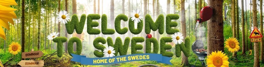Bild med texten "Welcome to Sweden" 