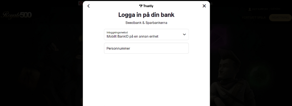 Royale500 Casino Trustly insättning