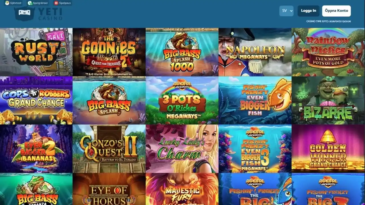 Yeti Casino spellobby