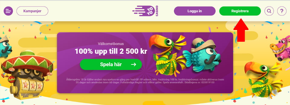 YoYo Casino startsida