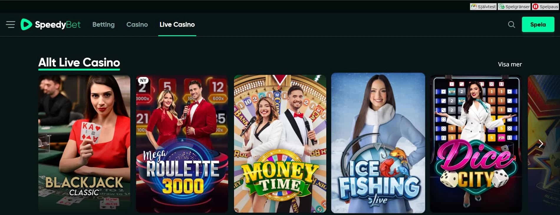 Speedybet live casino