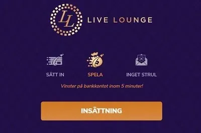 LiveLounge casino - enkla insättningar