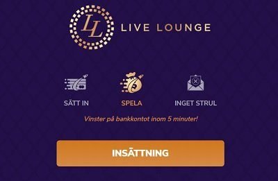 LiveLounge casino - enkla insättningar