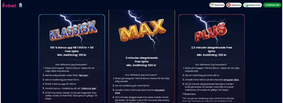 Vbet free spins