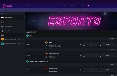 Vbet casino erbjuder eSport
