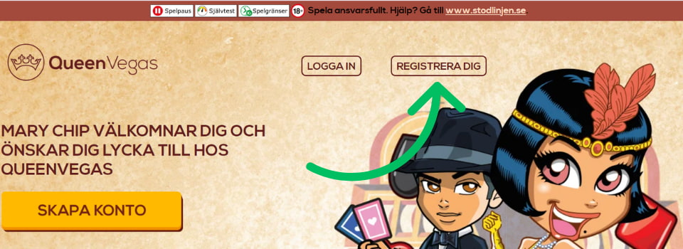 Queen Vegas Casino registrera dig knapp