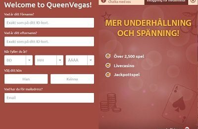 queen vegas registrering