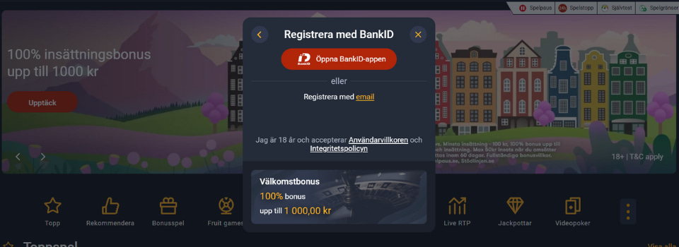 BankID registrering hos Frank Casino