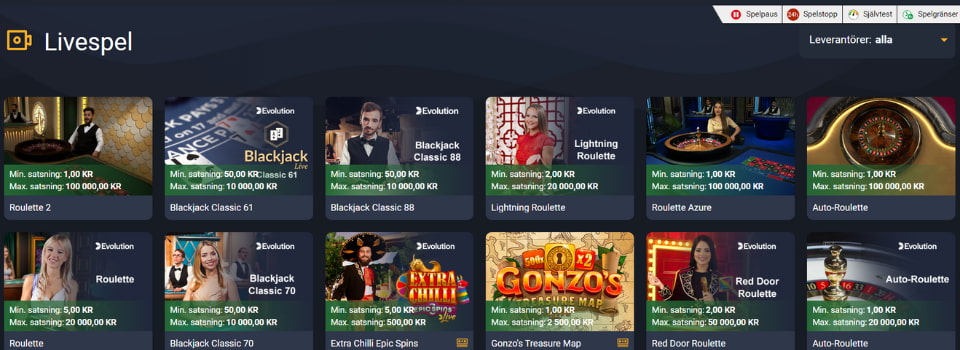 Bilder på live casinospel hos Frank Casino