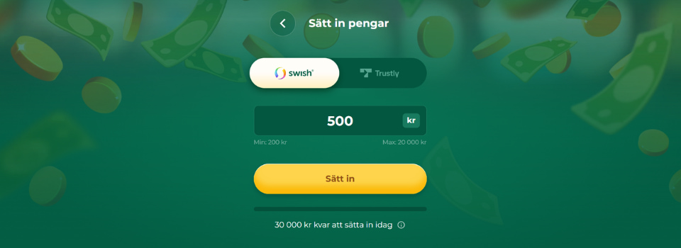 Klirr Casino insättningsbelopp